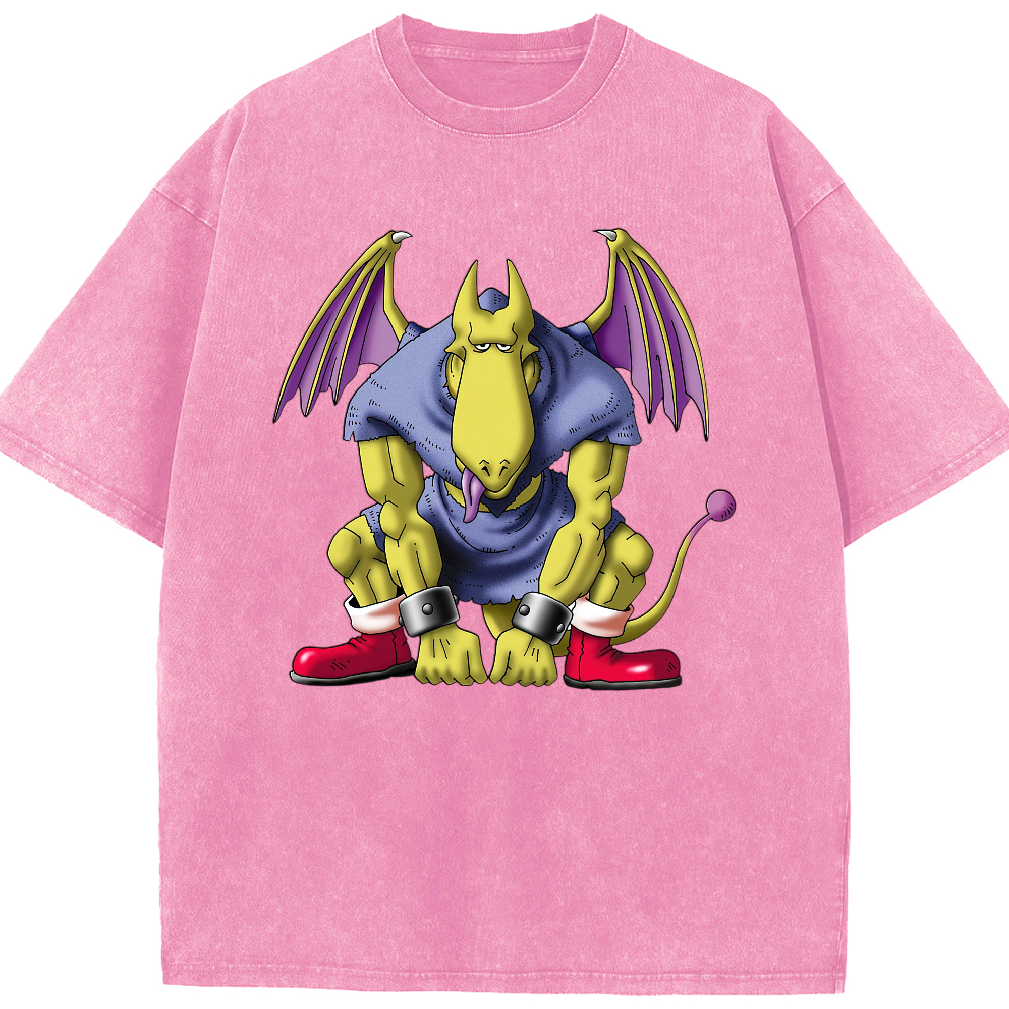（画像用） ドラゴンクエスト Doragon Kuesuto Dragon Quest 綿100% ヴィンテージ風 半袖Tシャツ（フロントプリント）